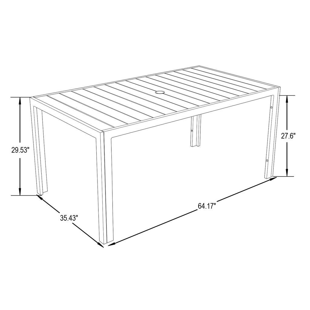 Agnes Aluminum Outdoor 63" Dining Table