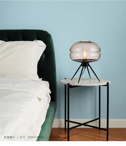 Modern Luxury Smoky Glass Bedside Table Lamp