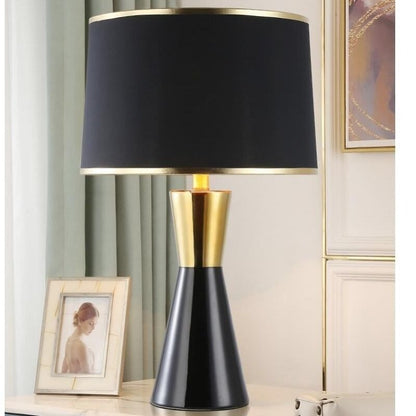 Elegant European Ceramic & Copper Bedside Table Lamp