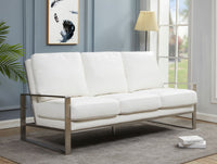 Emil Leather Sofa - Silver Frame