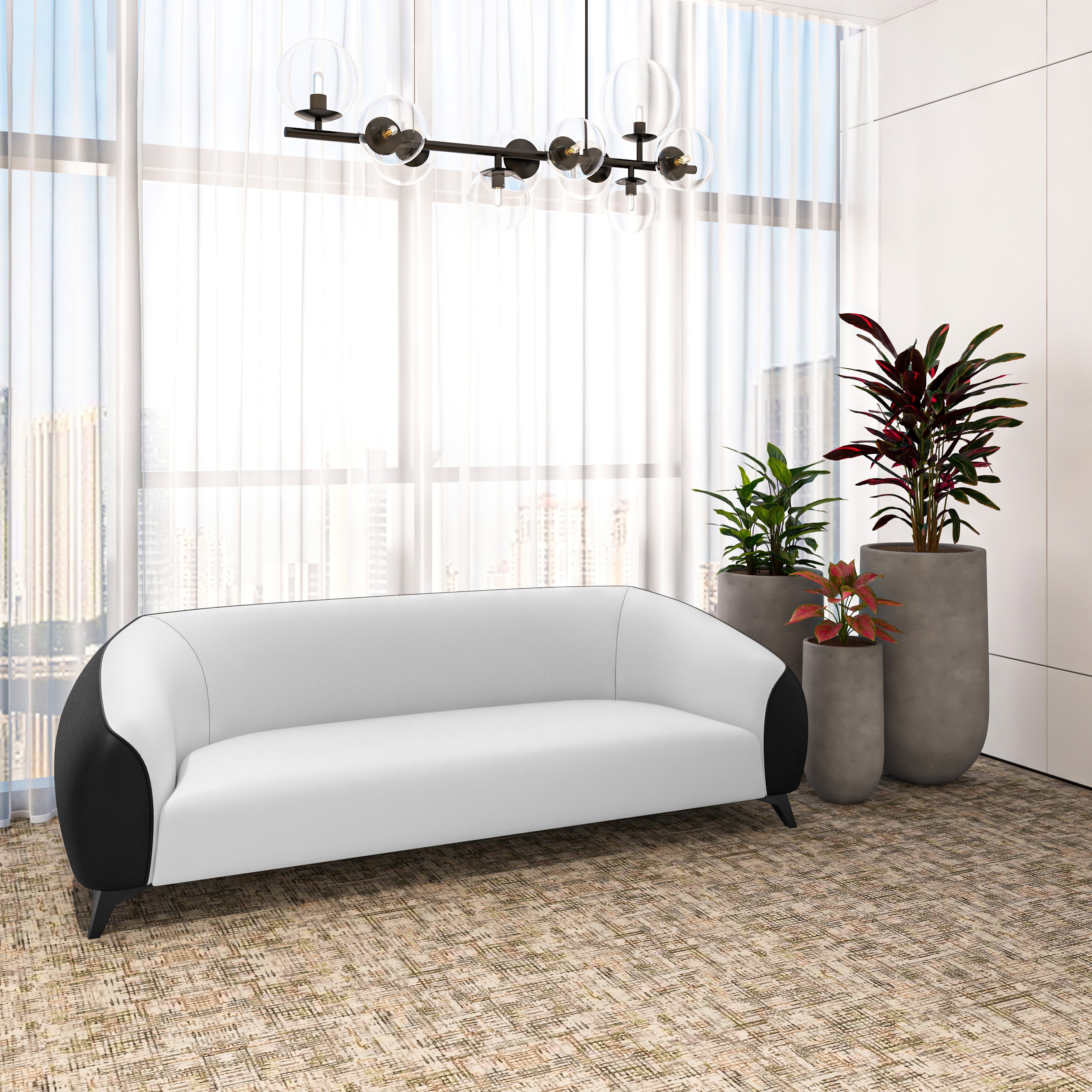 Opula Collection Three Seater Sofa In Black and White