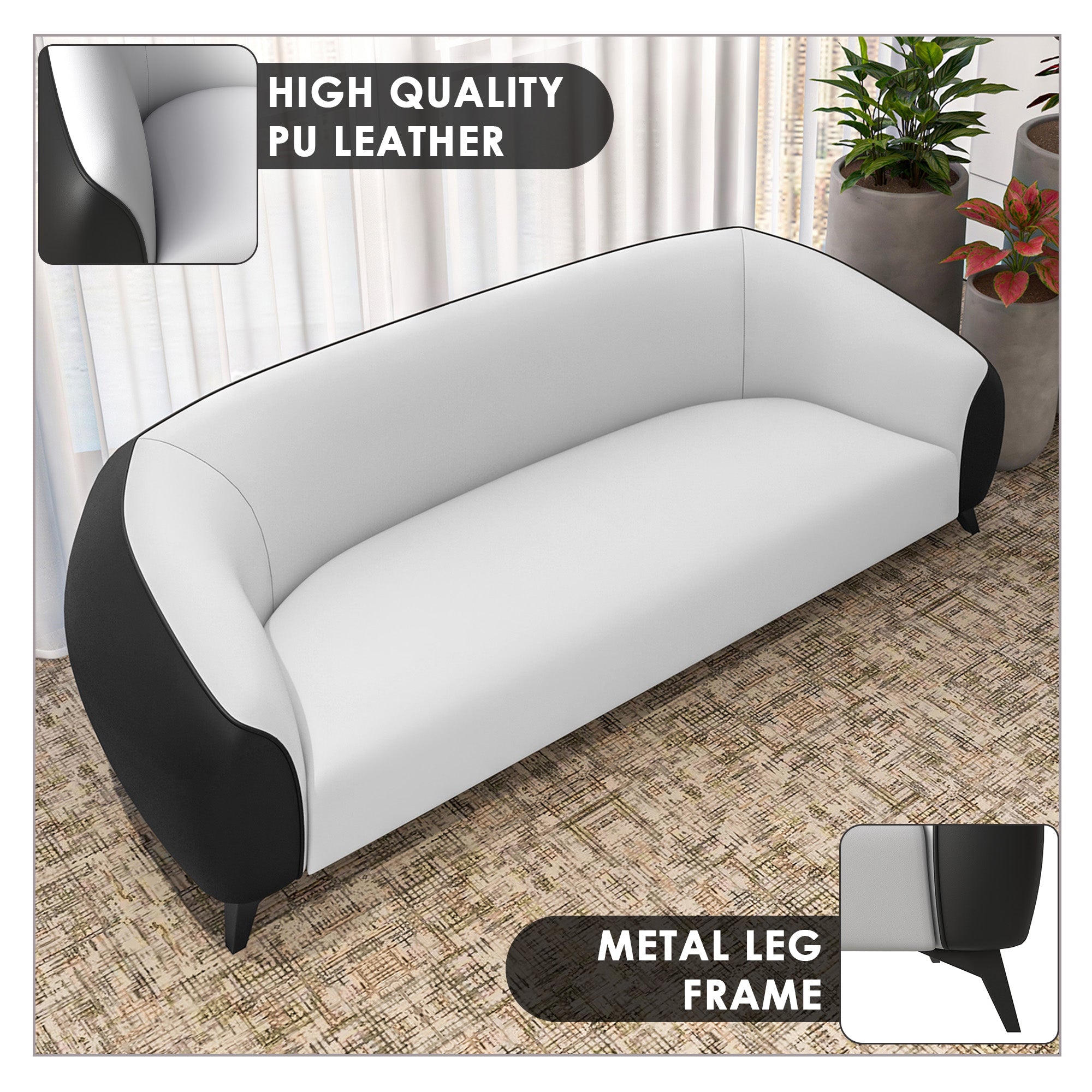 Opula Collection Three Seater Sofa In Black and White