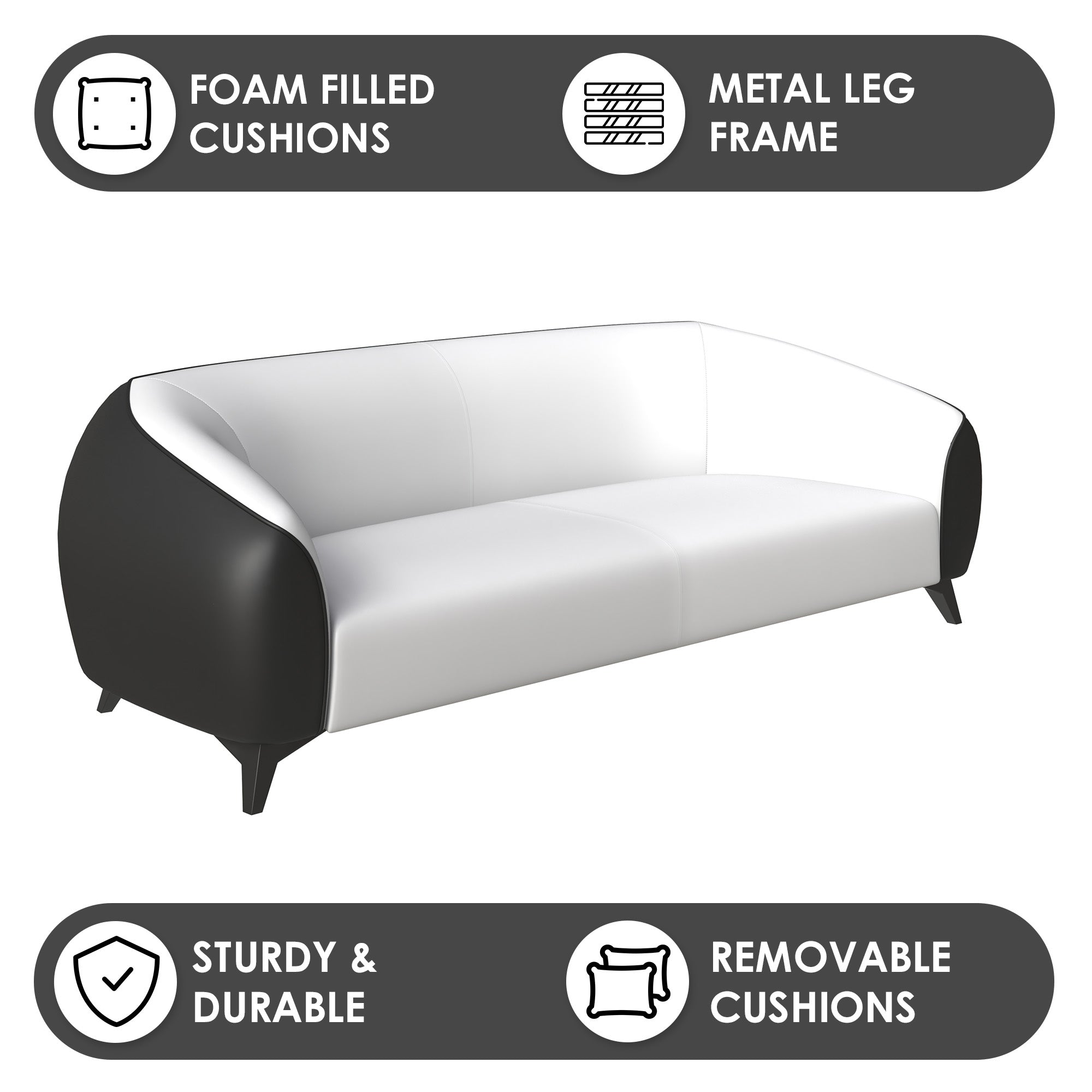 Opula Collection Three Seater Sofa In Black and White