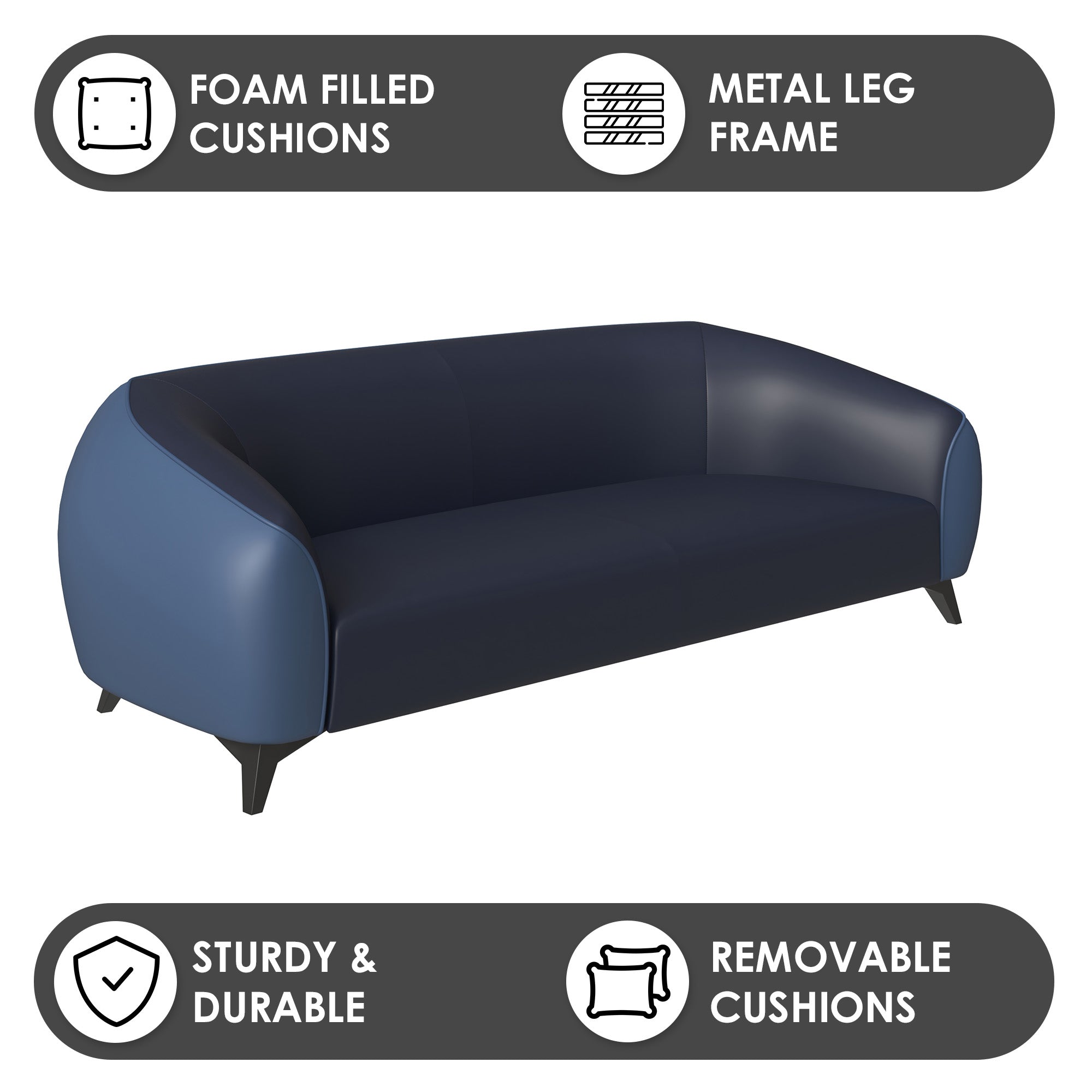 Opula Collection Three Seater Sofa In Blue