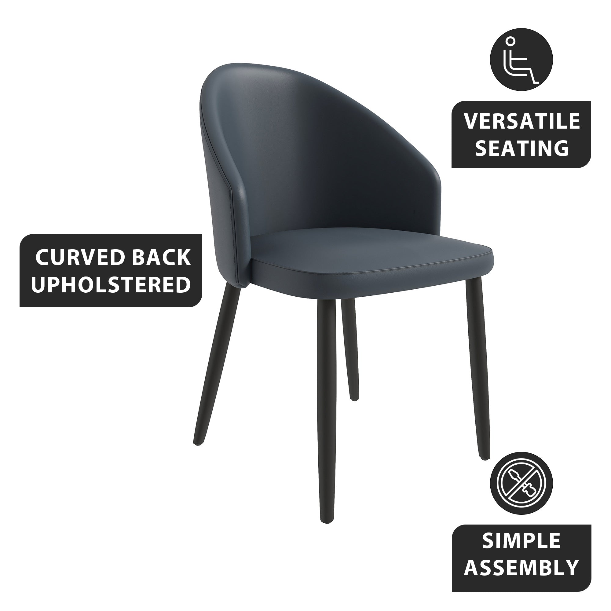 Paradiso Collection Modern Dining Seat in Black