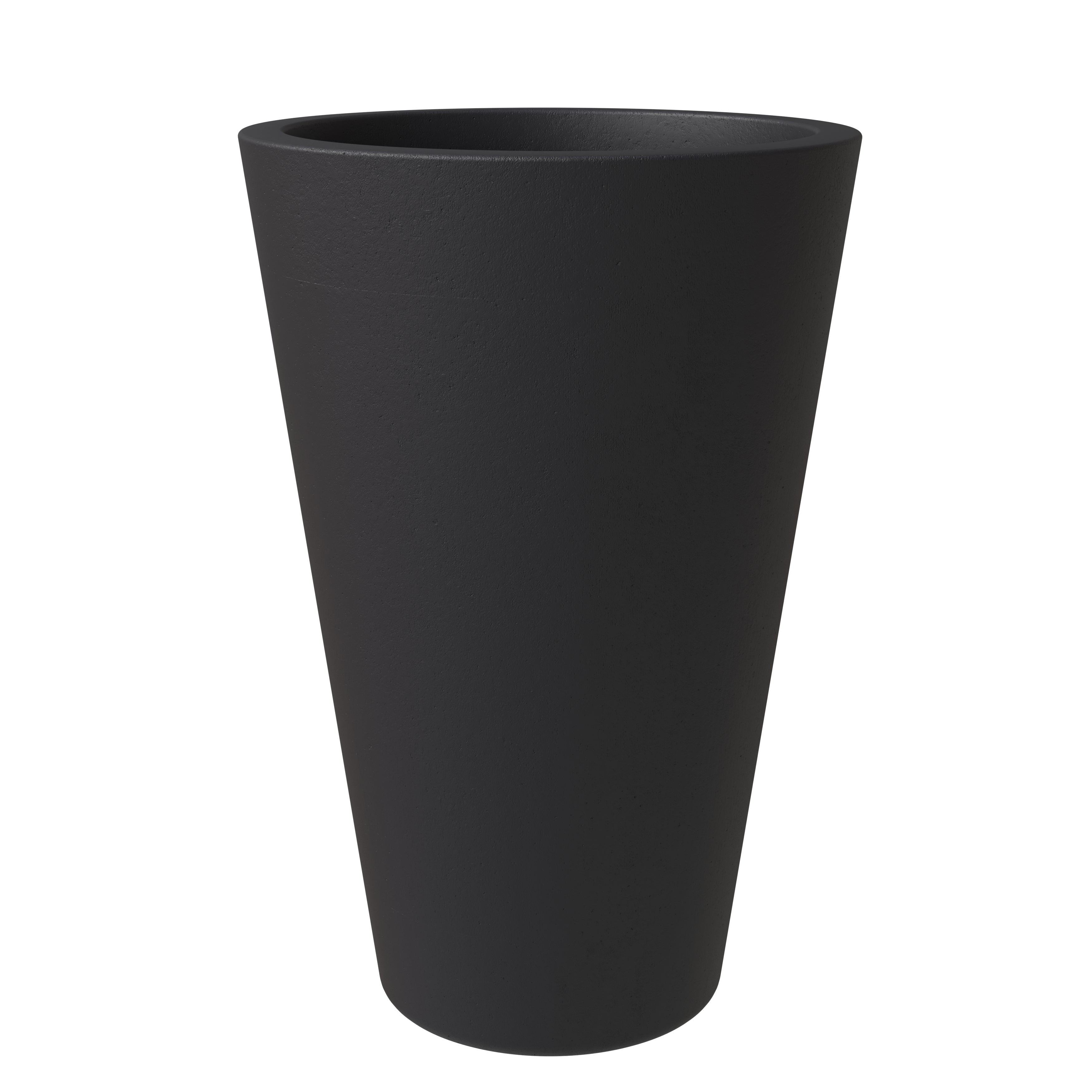 Pebble Series Poly Stone Planter 11.8" Dia 19.7" High in Black