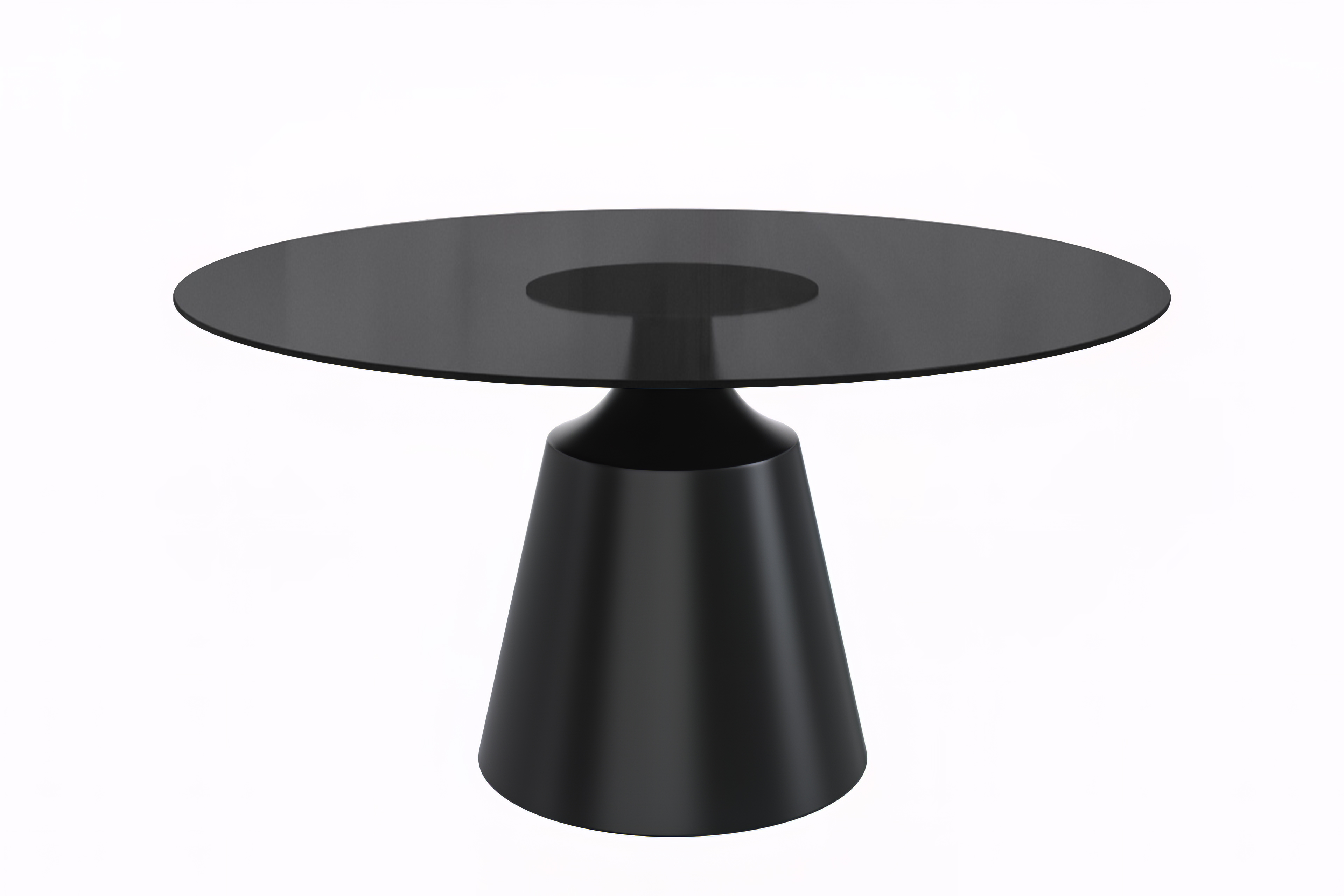 Prynn Series Round Dining Table Black Base with 60 Round Black Glass Top