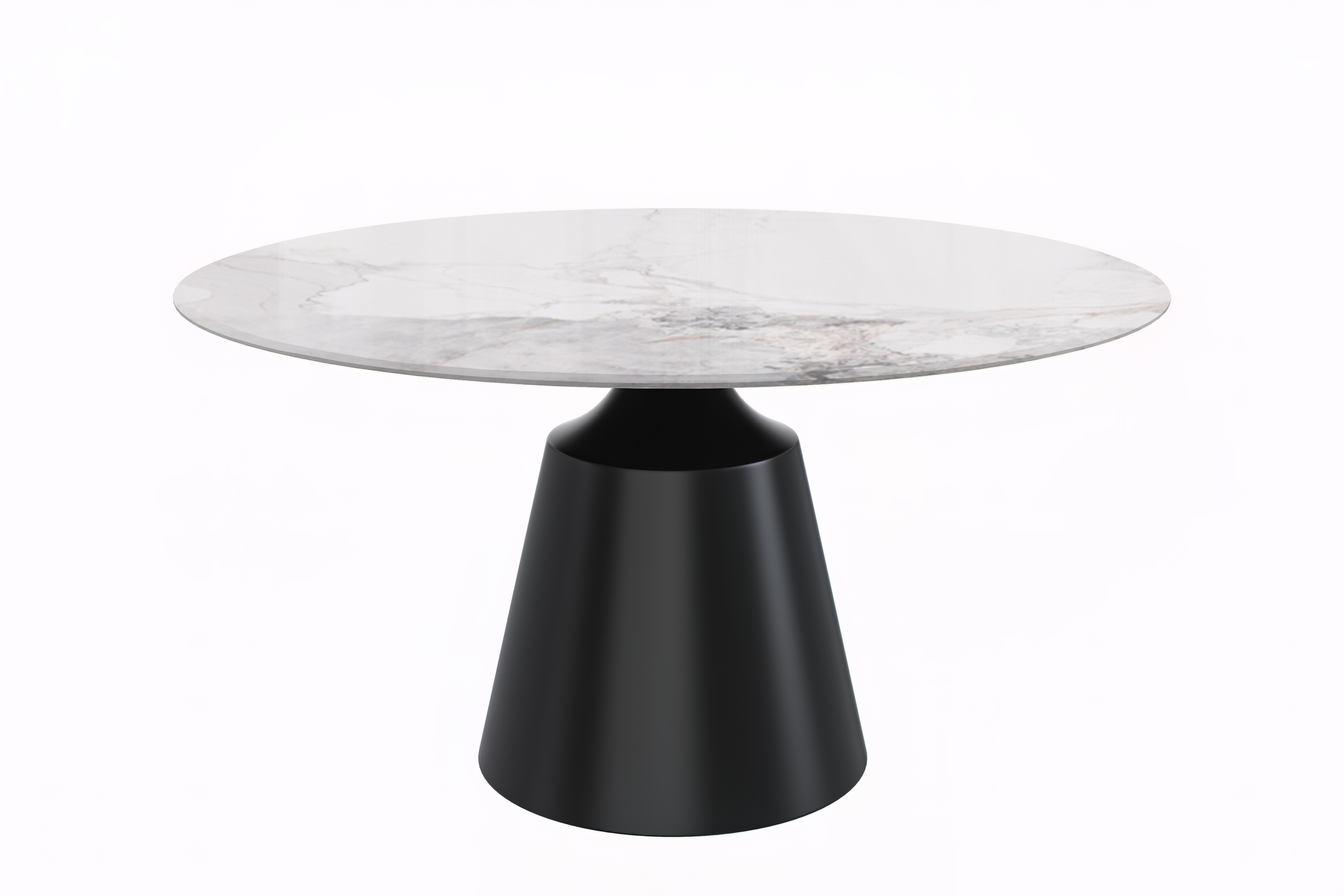 Prynn Series Round Dining Table Black Base with 60 Round White Grey Sintered Stone Top