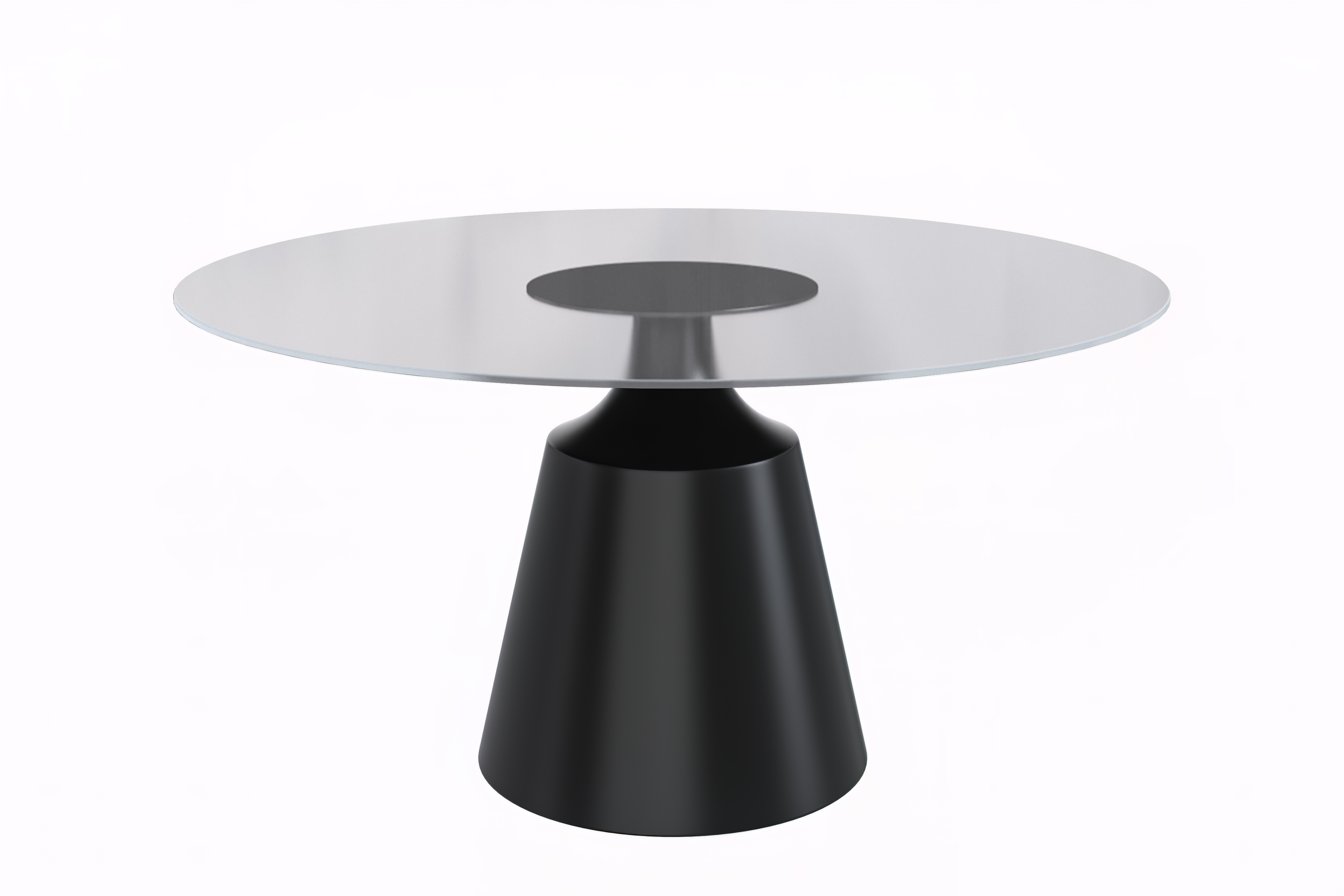 Prynn Series Round Dining Table Black Base with 60 Round Clear Glass Top