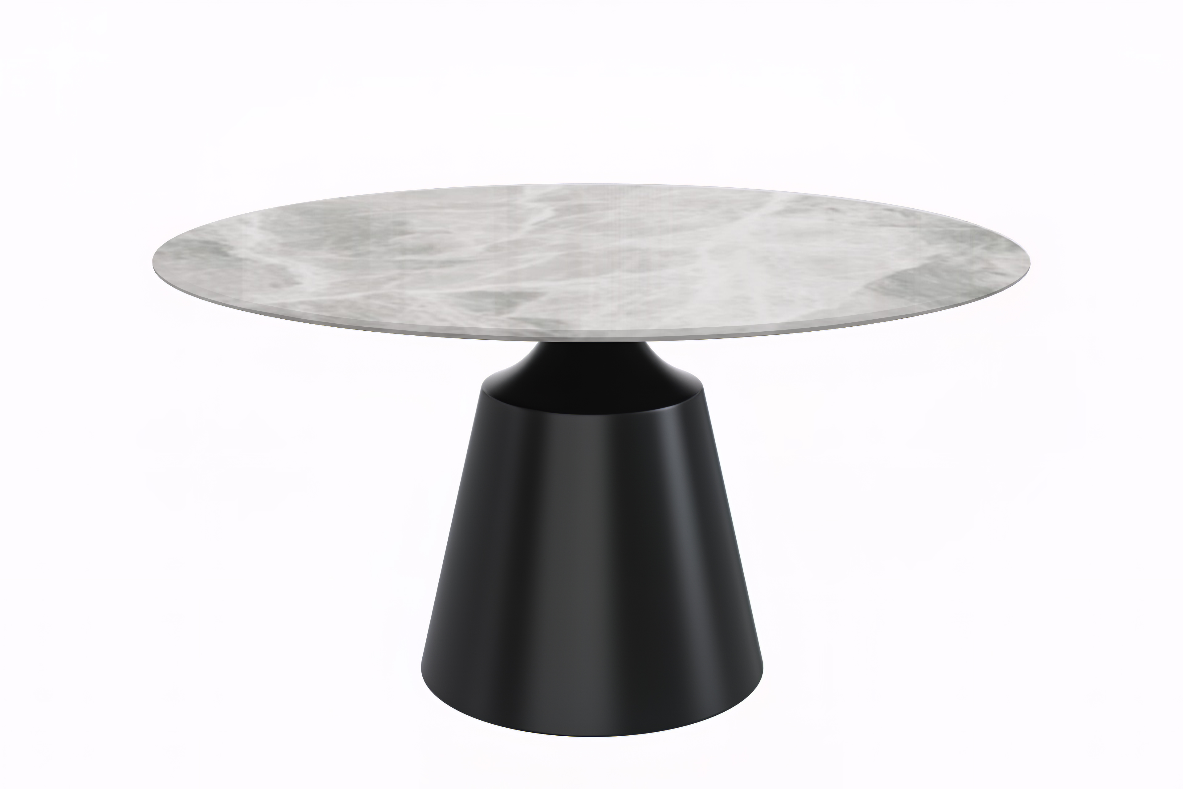 Prynn Series Round Dining Table Black Base with 60 Round Light Grey Sintered Stone Top