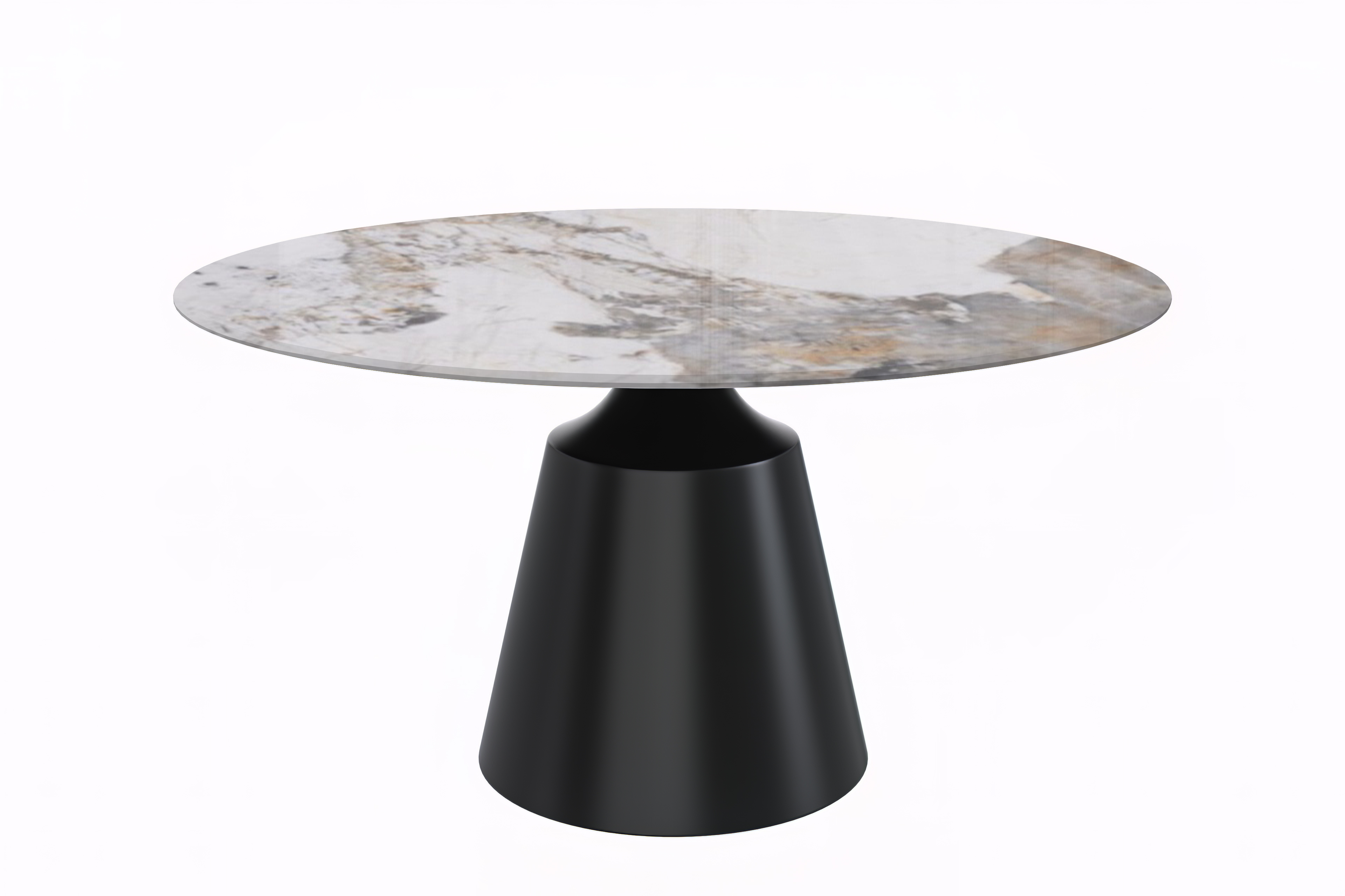 Prynn Series Round Dining Table Black Base with 60 Round Medium Grey Sintered Stone Top