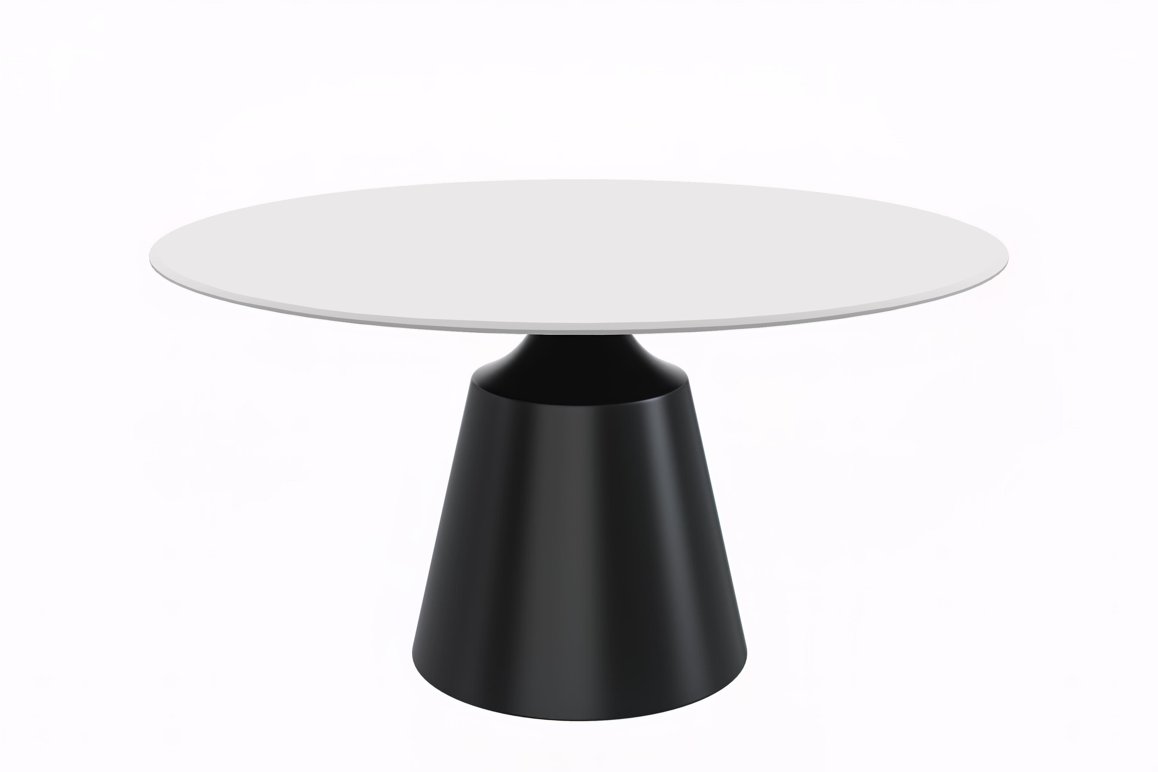 Prynn Series Round Dining Table Black Base with 60 Round Solid White Sintered Stone Top