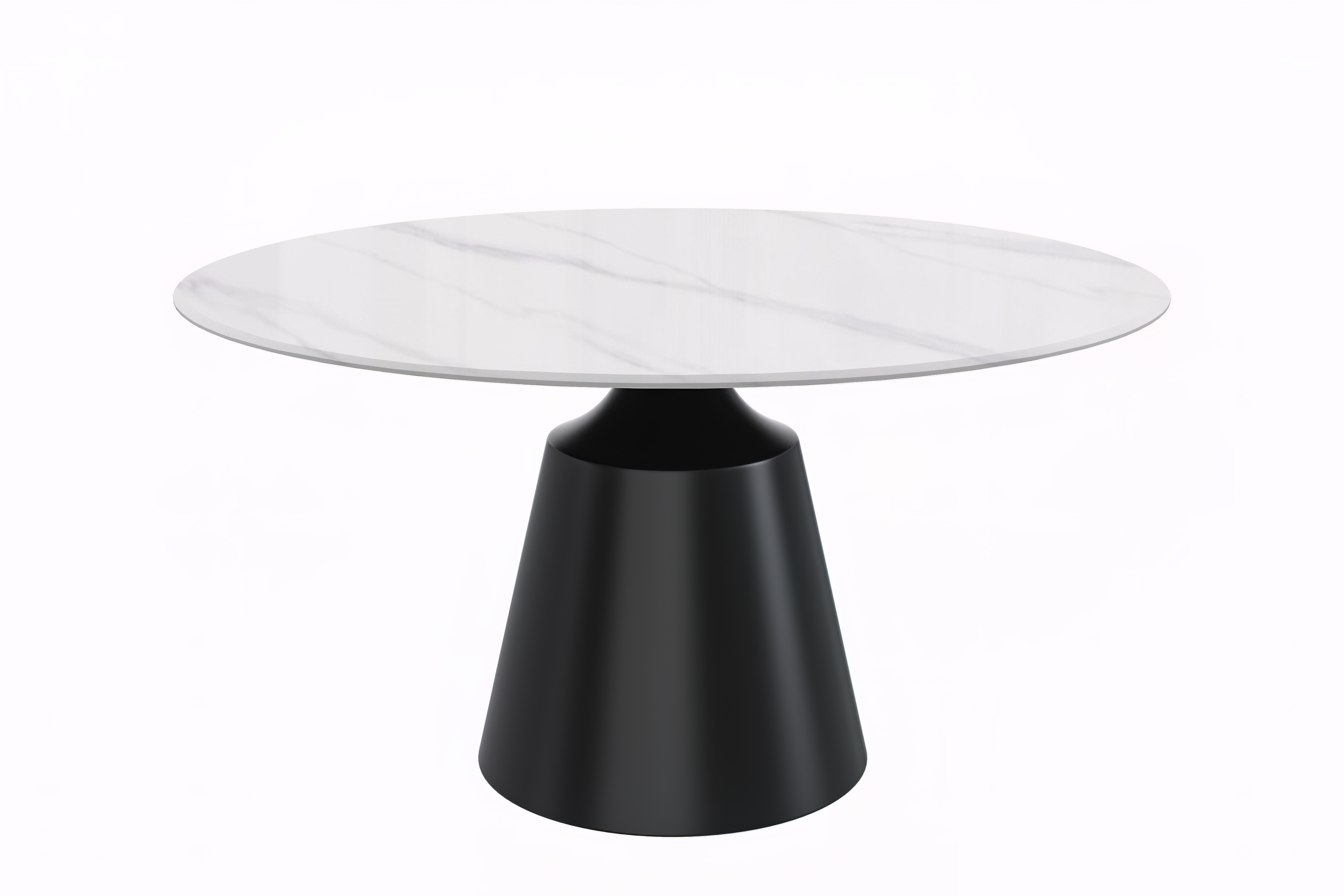 Prynn Series Round Dining Table Black Base with 60 Round White Sintered Stone Top