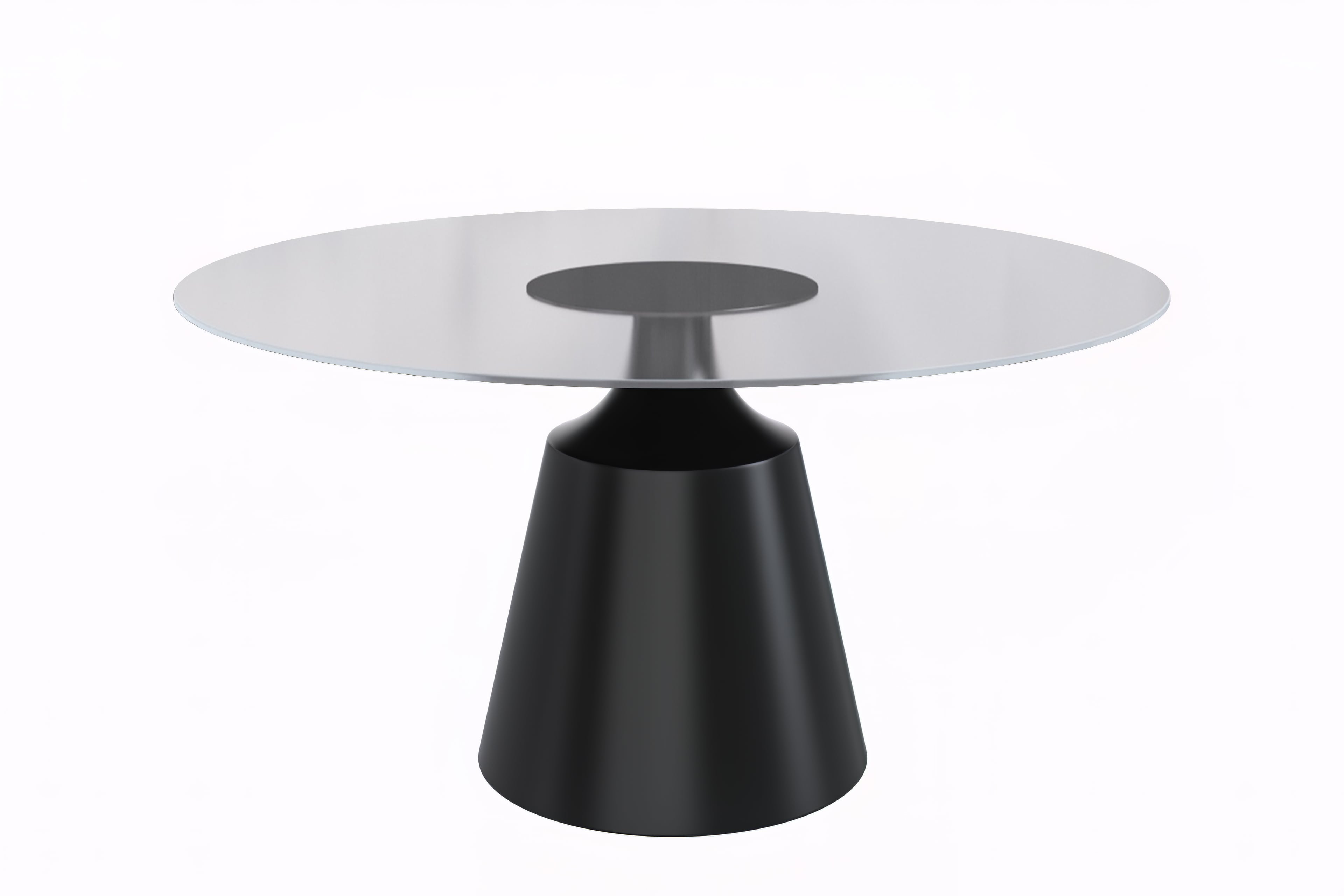 Prynn Series Round Dining Table Black Base with 71 Round Clear Glass Top