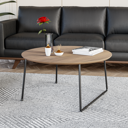 Preston Round Coffee Table with Wood Top