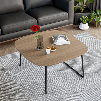 Preston Square Coffee Table with Wood Top