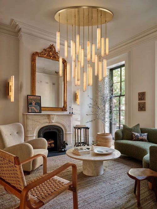 Palix Marble and Brass Chandelier