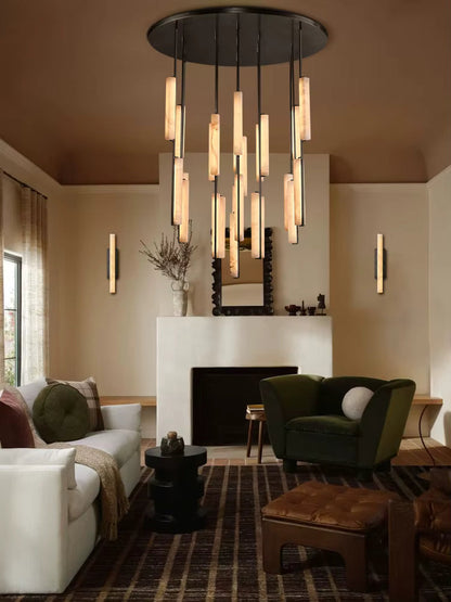 Palix Marble and Brass Chandelier