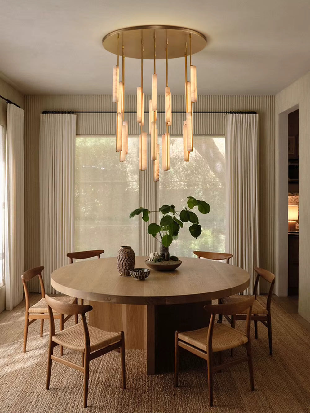 Palix Marble and Brass Chandelier