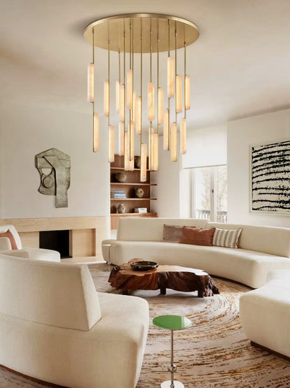 Palix Marble and Brass Chandelier
