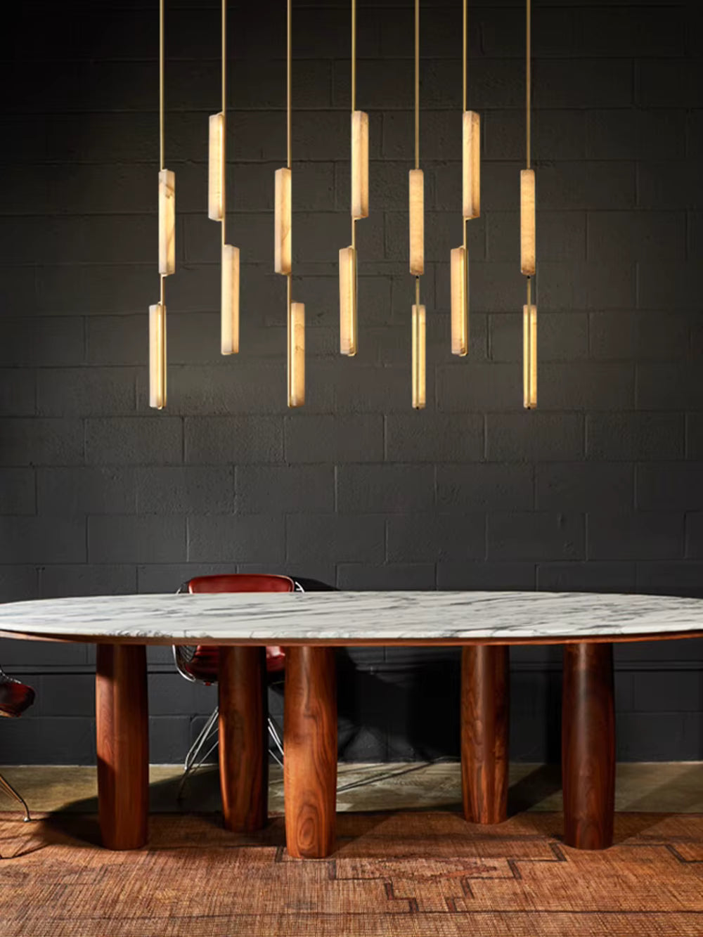 Palix Marble and Brass Chandelier