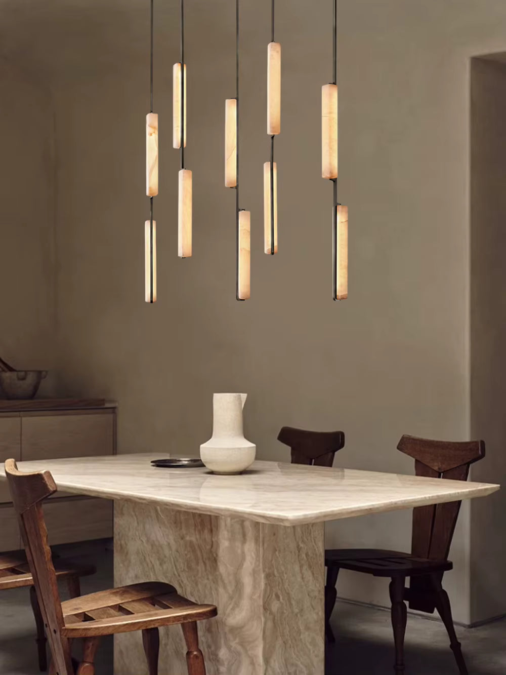 Palix Marble and Brass Chandelier