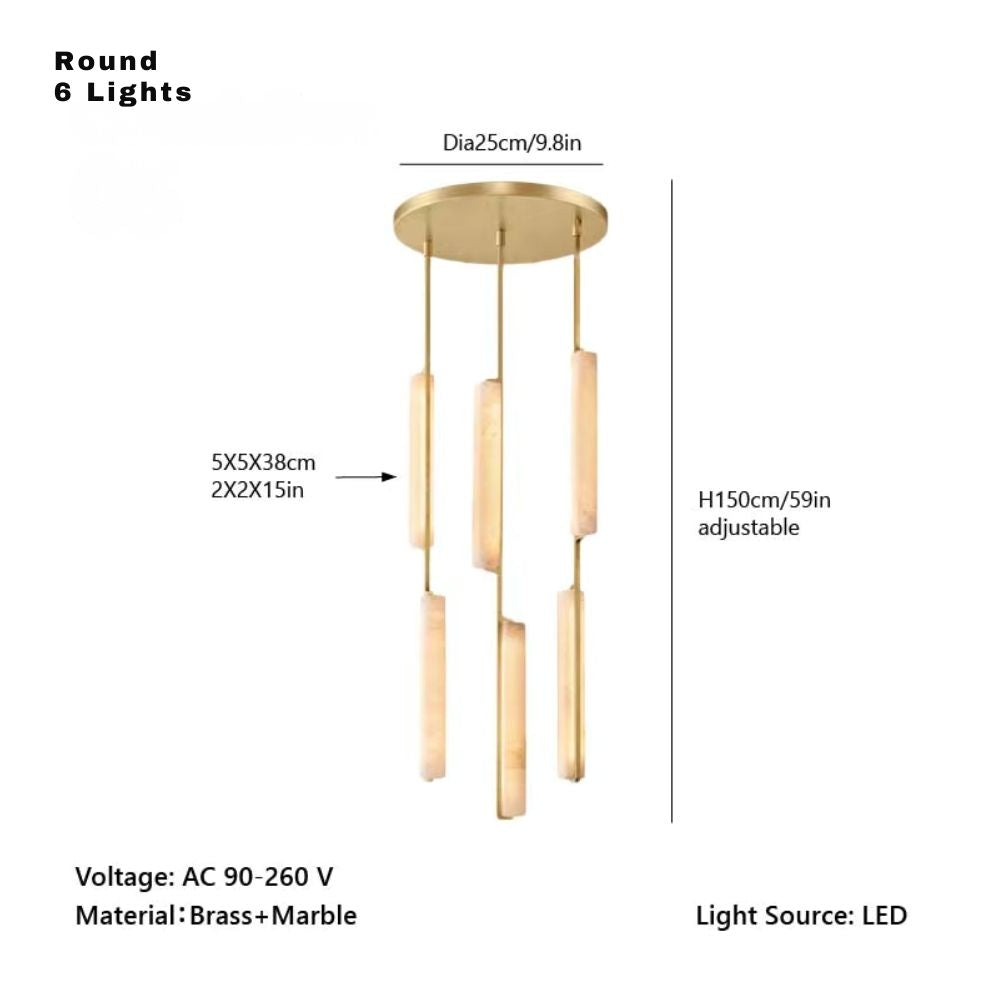 Palix Marble and Brass Chandelier