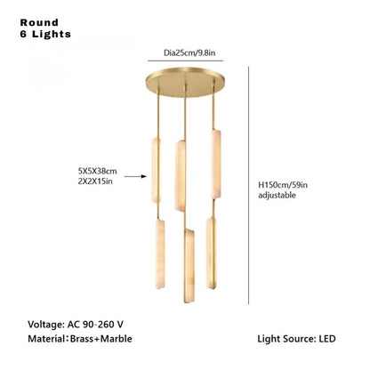 Palix Marble and Brass Chandelier