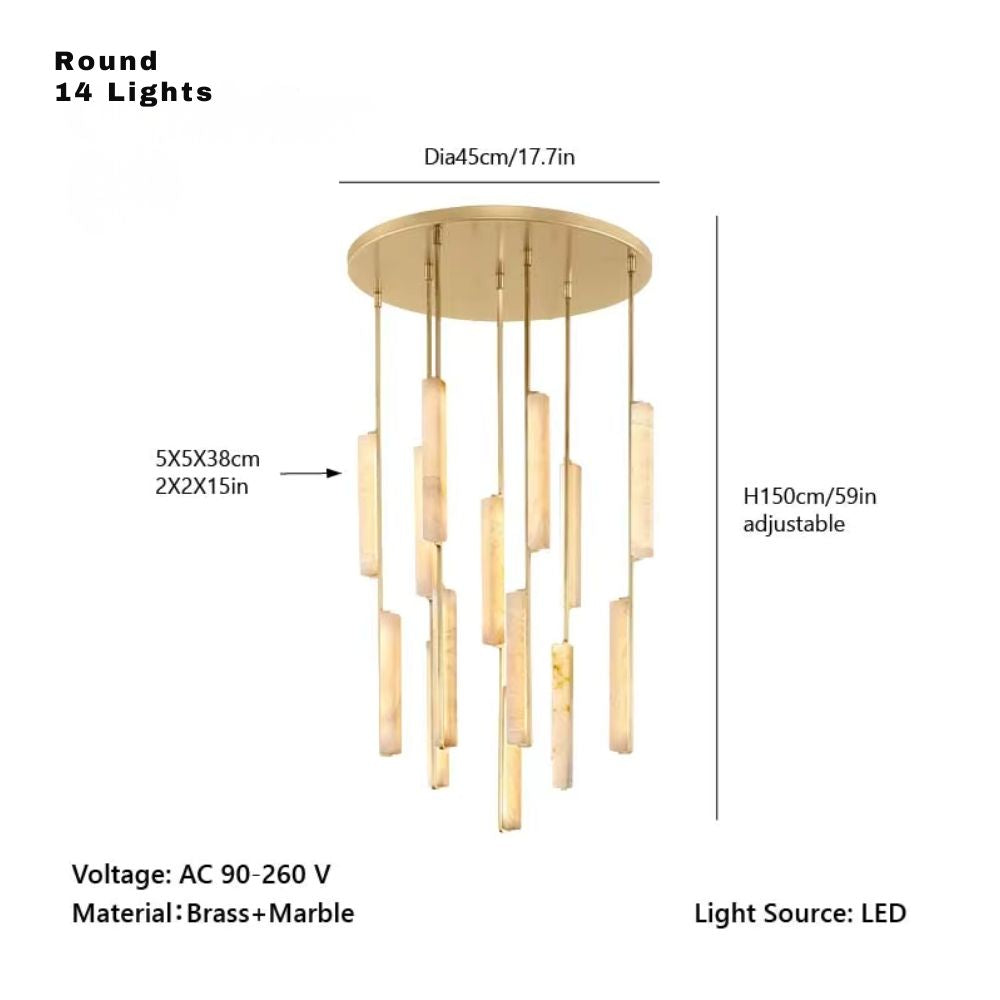 Palix Marble and Brass Chandelier
