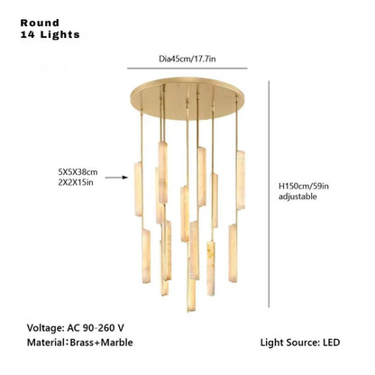 Palix Marble and Brass Chandelier