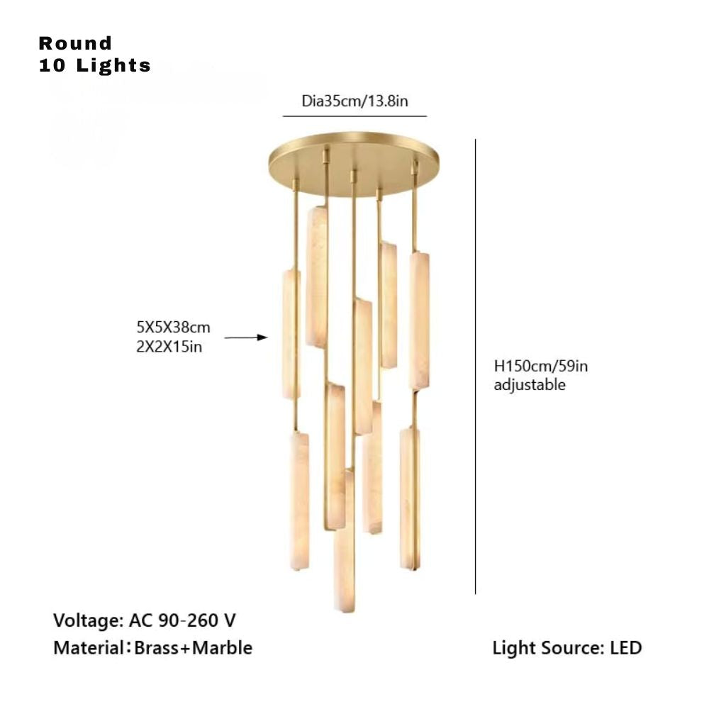 Palix Marble and Brass Chandelier