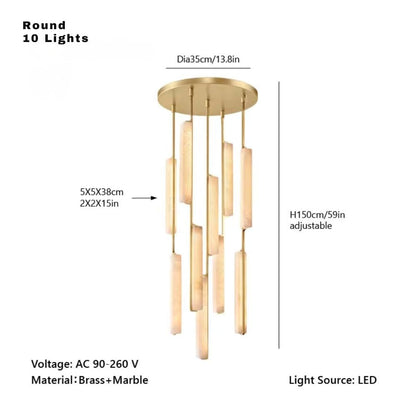 Palix Marble and Brass Chandelier