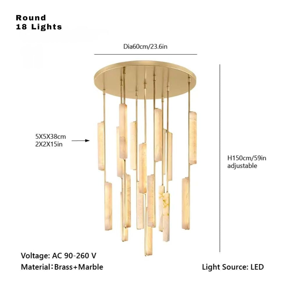 Palix Marble and Brass Chandelier