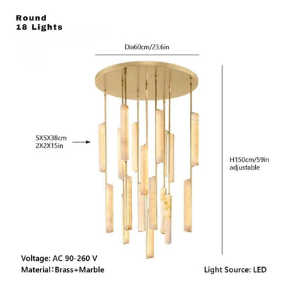 Palix Marble and Brass Chandelier