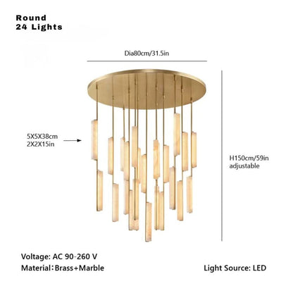 Palix Marble and Brass Chandelier