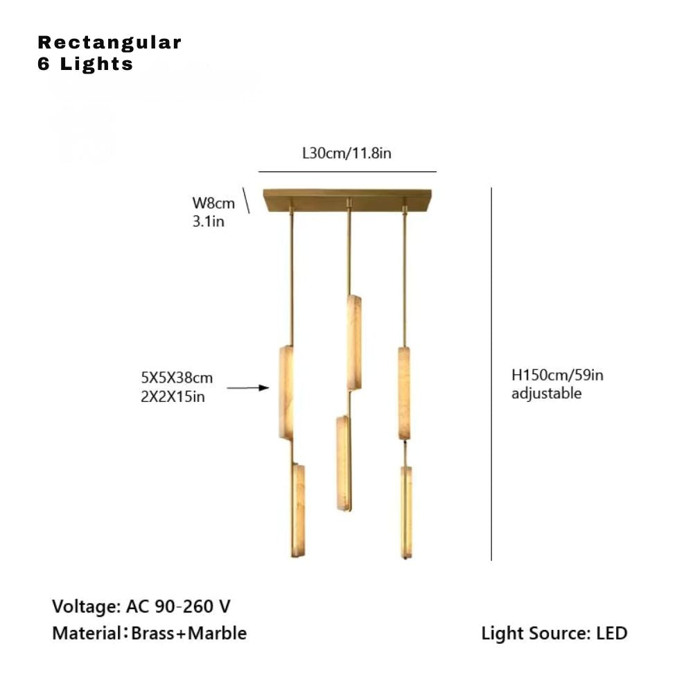 Palix Marble and Brass Chandelier