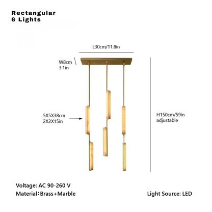 Palix Marble and Brass Chandelier