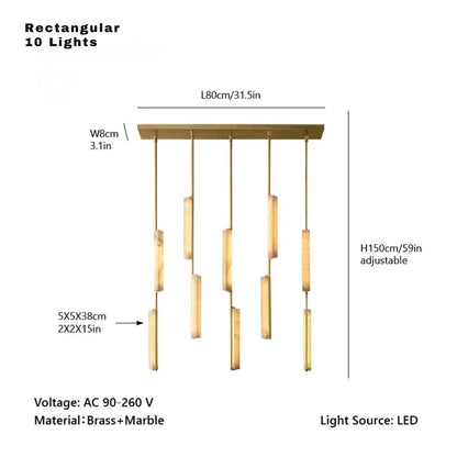 Palix Marble and Brass Chandelier