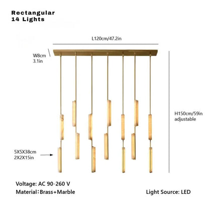Palix Marble and Brass Chandelier