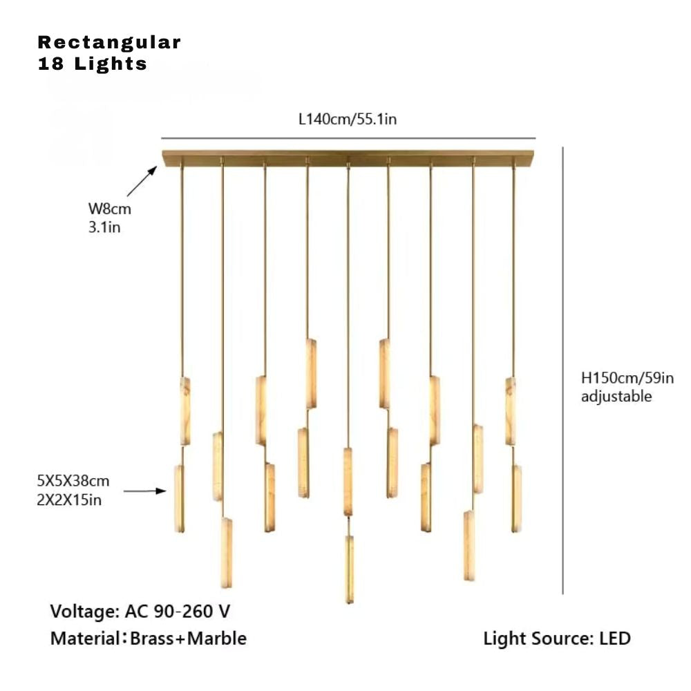 Palix Marble and Brass Chandelier
