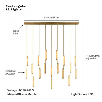 Palix Marble and Brass Chandelier