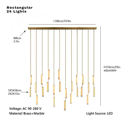 Palix Marble and Brass Chandelier