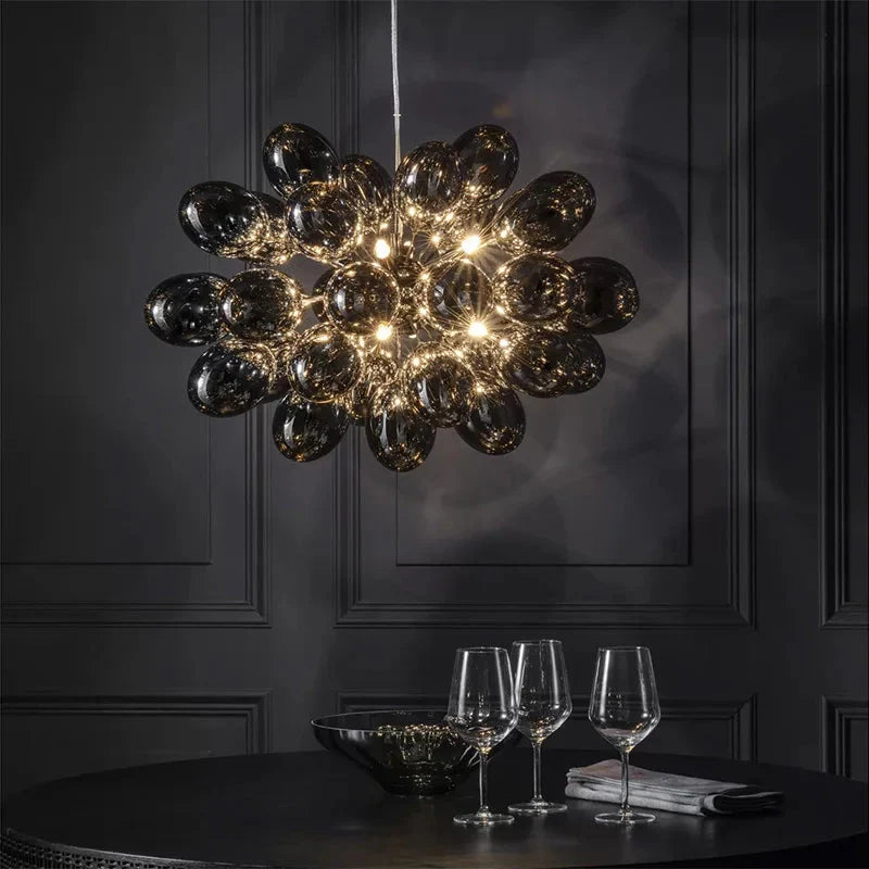 Classic Black Glass Grape Chandelier - Pendant Light