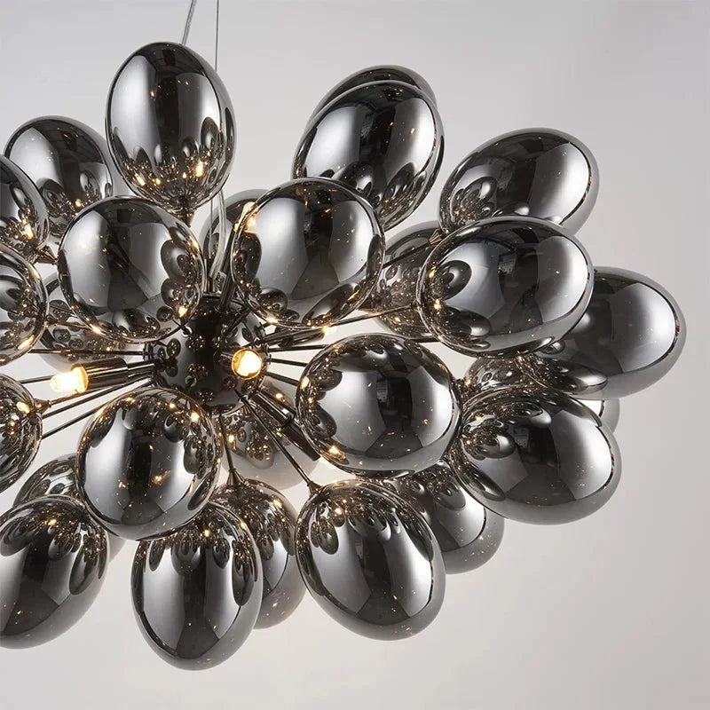 Pearl Black Glass Grape Chandelier - Pendant Light