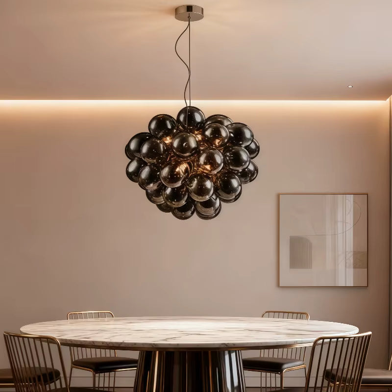 Pearl Black Glass Grape Chandelier - Pendant Light