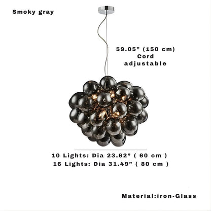 Classic Black Glass Grape Chandelier - Pendant Light
