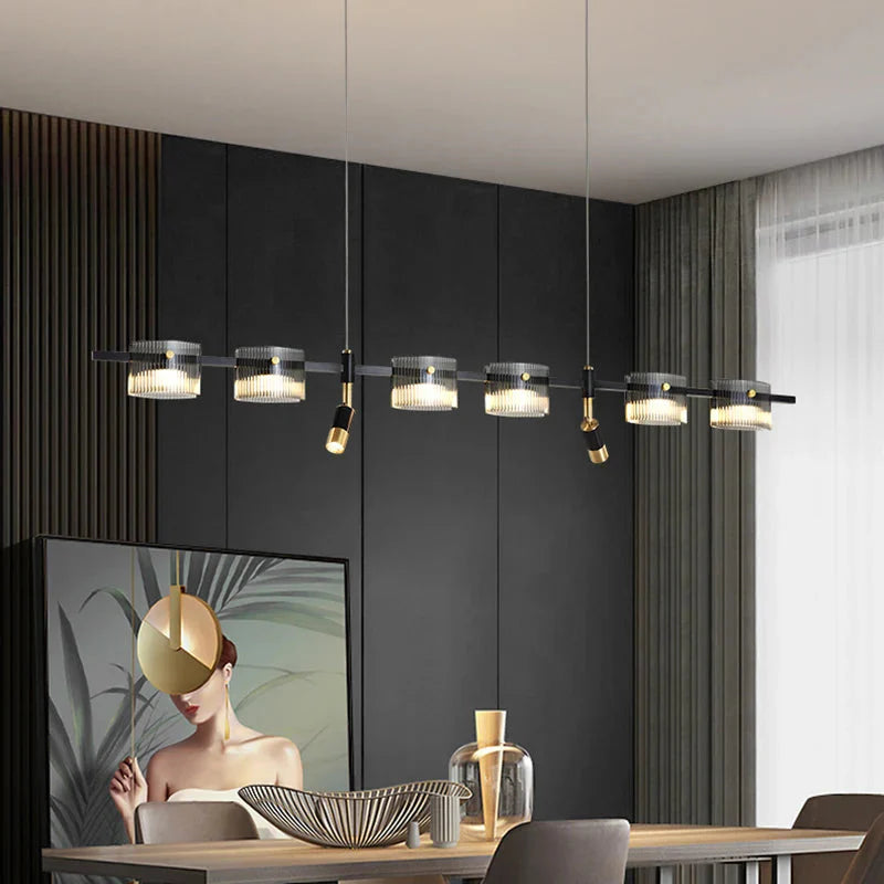 Peli Modern Linear Kitchen Island Chandelier Black&Gold