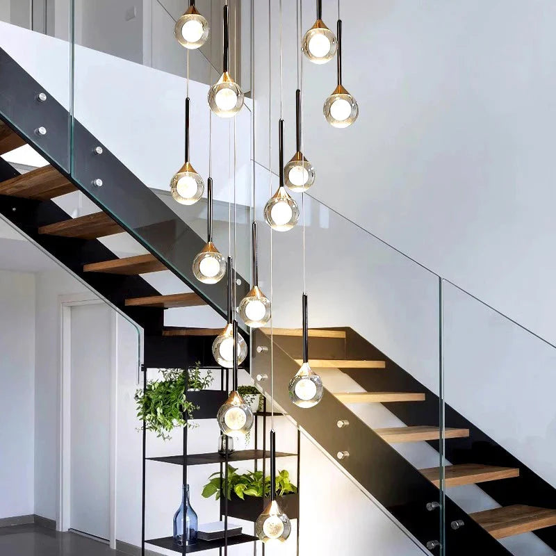 Pely Modern Crystal Stairway Chandelier