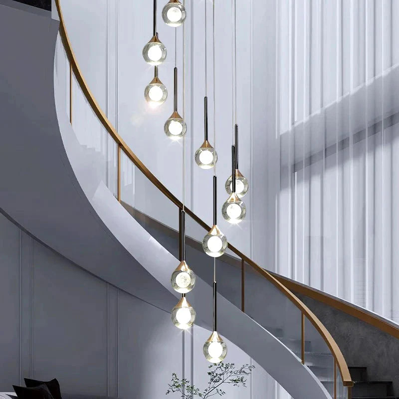 Pely Modern Crystal Stairway Chandelier