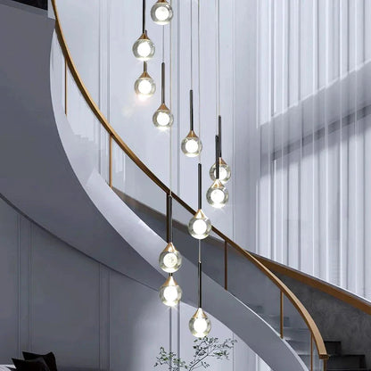 Pely Modern Crystal Stairway Chandelier